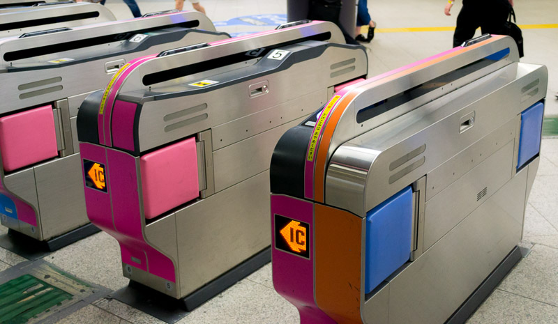 A ticket gate, just like any other you find at train stations.